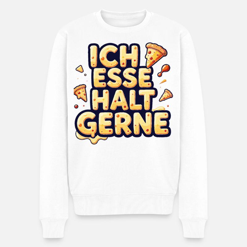 J’aime juste manger de la pizza - Pull Premium bio Homme - blanc