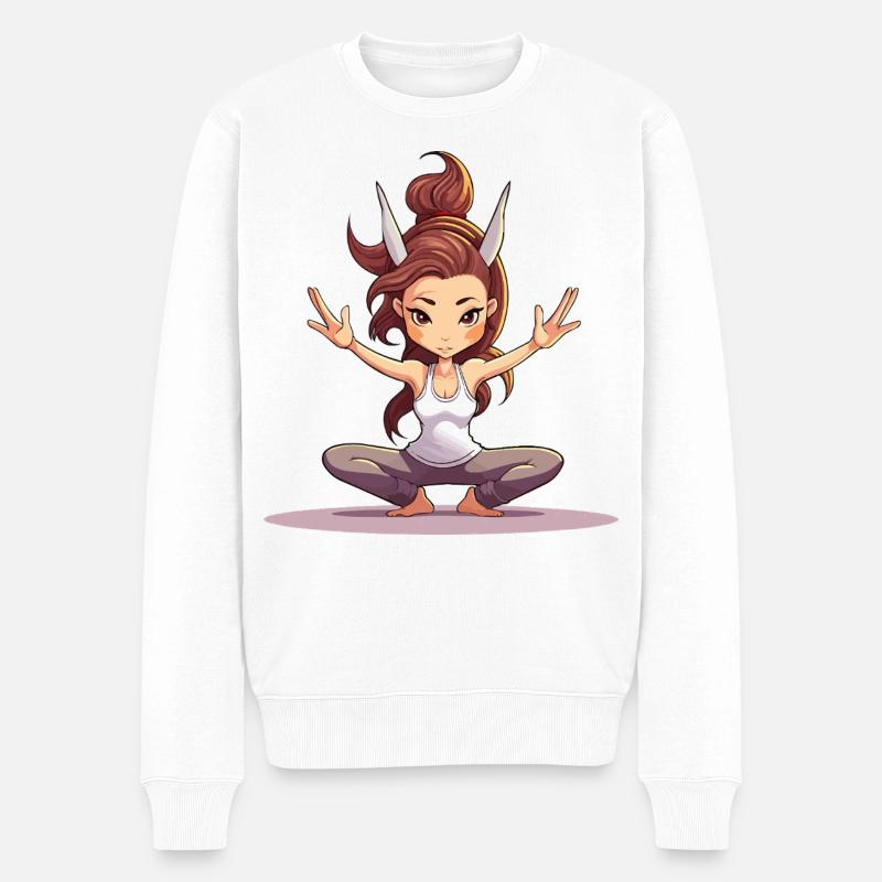 Drachen-Yogi Balance - Männer Premium Bio Pullover - Weiß