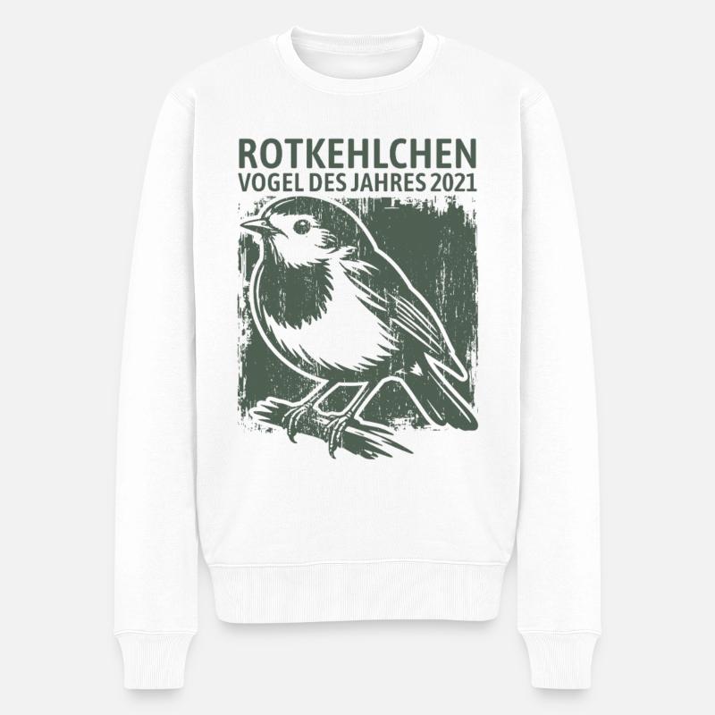 Oiseau Merle de l’année 2021 - Pull Premium bio Homme - blanc