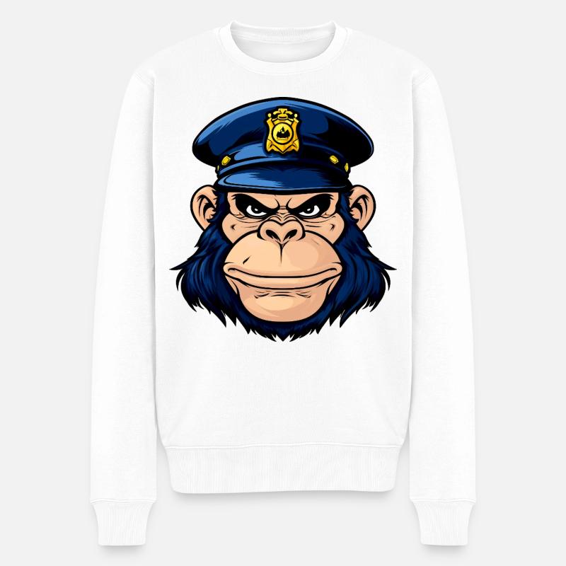 Singe policier - Pull Premium bio Homme - blanc