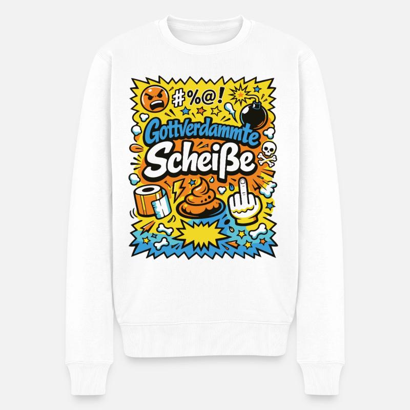 Gottverdammte Scheiße! Comic-Explosion - Männer Premium Bio Pullover - Weiß