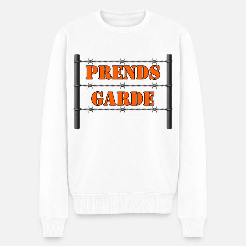 PASS AUF DICH AUF. - Männer Premium Bio Pullover - Weiß