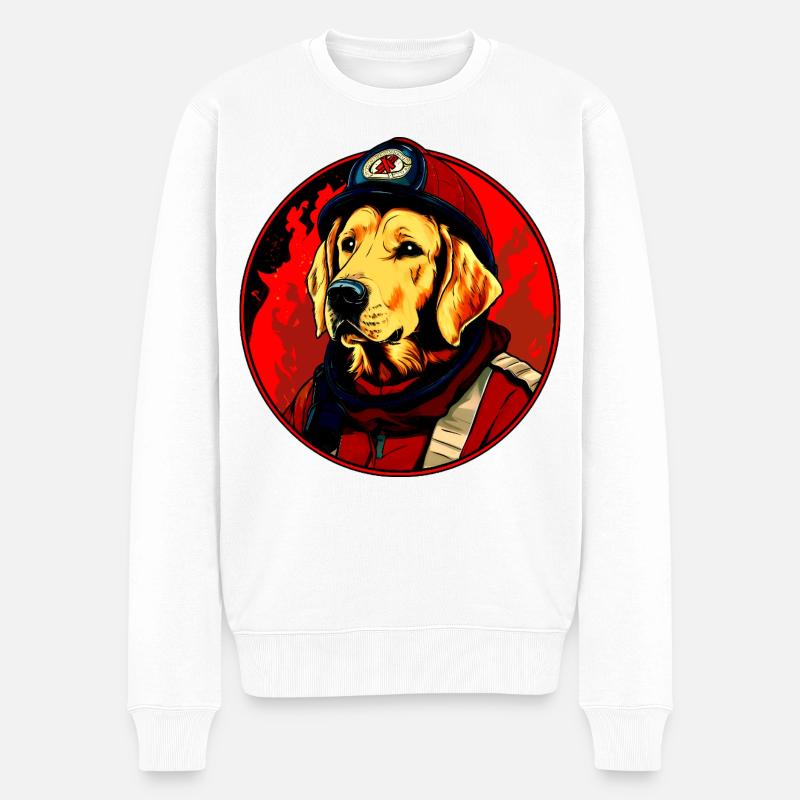 Feuerwehr Hund - Männer Premium Bio Pullover - Weiß