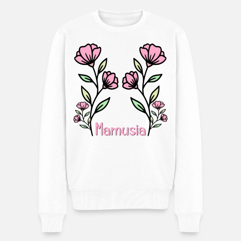 Mama-Blumen - Männer Premium Bio Pullover - Weiß