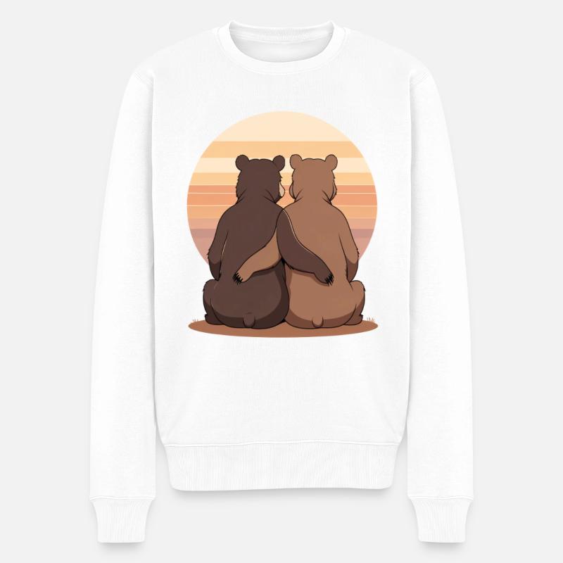 Sonnenuntergangsduo der Bären - Männer Premium Bio Pullover - Weiß