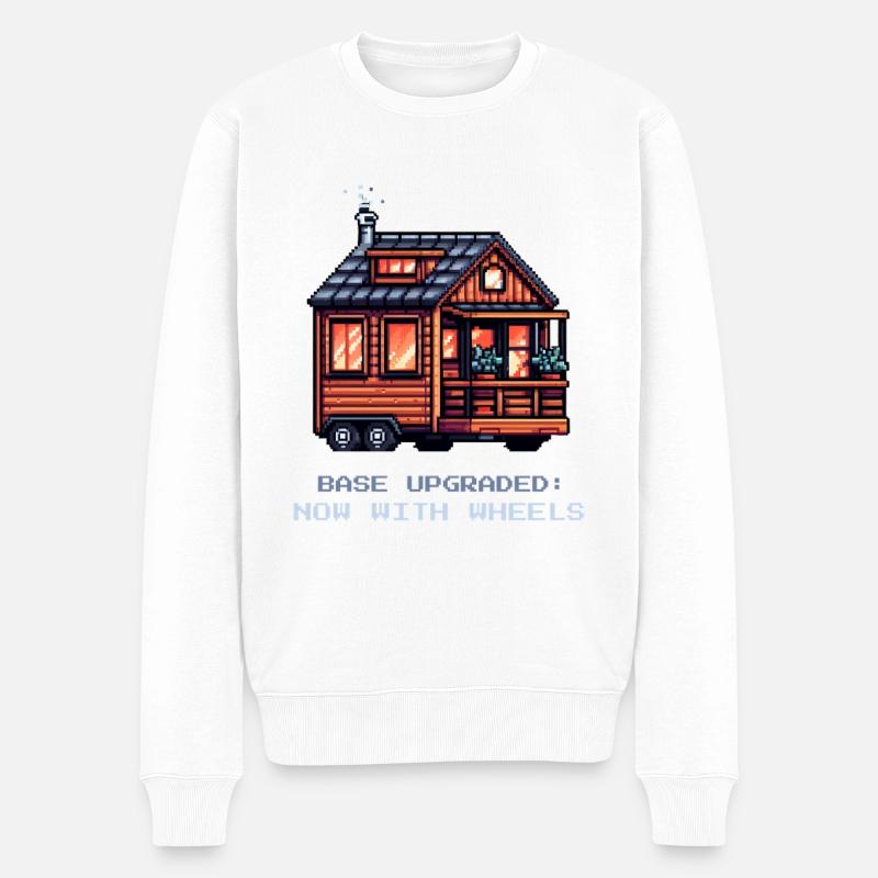 Basis-Upgrade auf Rädern | Tiny House - Männer Premium Bio Pullover - Weiß