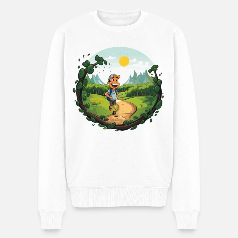 Randonneurs sur le sentier forestier - Pull Premium bio Homme - blanc
