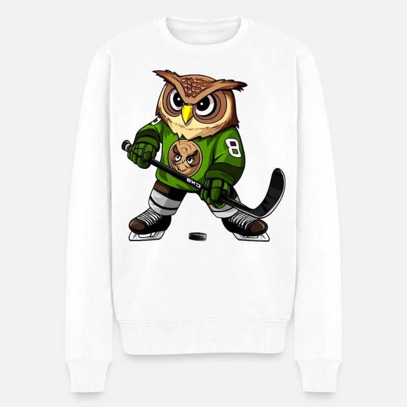 Eule Eishockey - Männer Premium Bio Pullover - Weiß