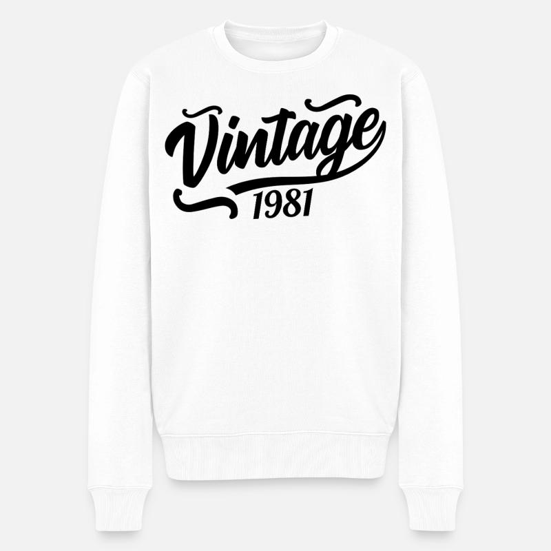 1981 Né en 1981, 56e anniversaire - Pull Premium bio Homme - blanc