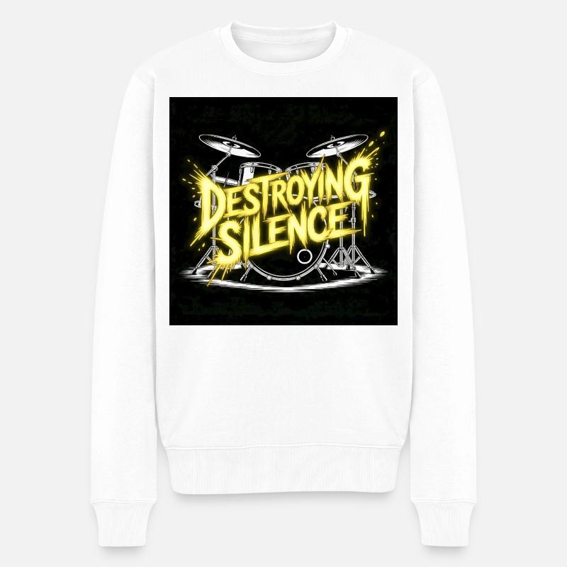 Schlagzeuger Drumset Design  - Männer Premium Bio Pullover - Weiß