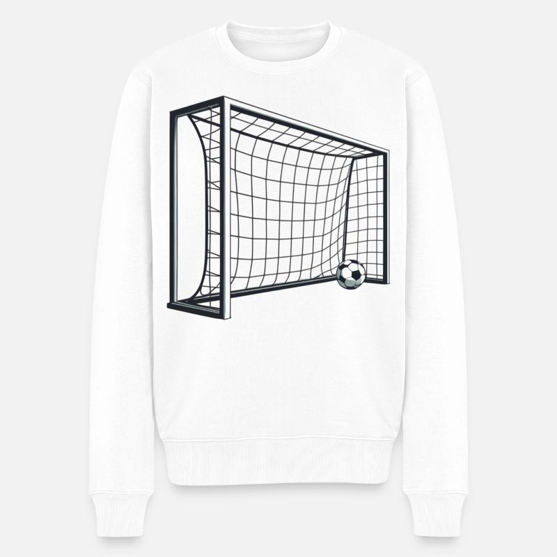Fußballtor Netzschuss 3D - Männer Premium Bio Pullover - Weiß