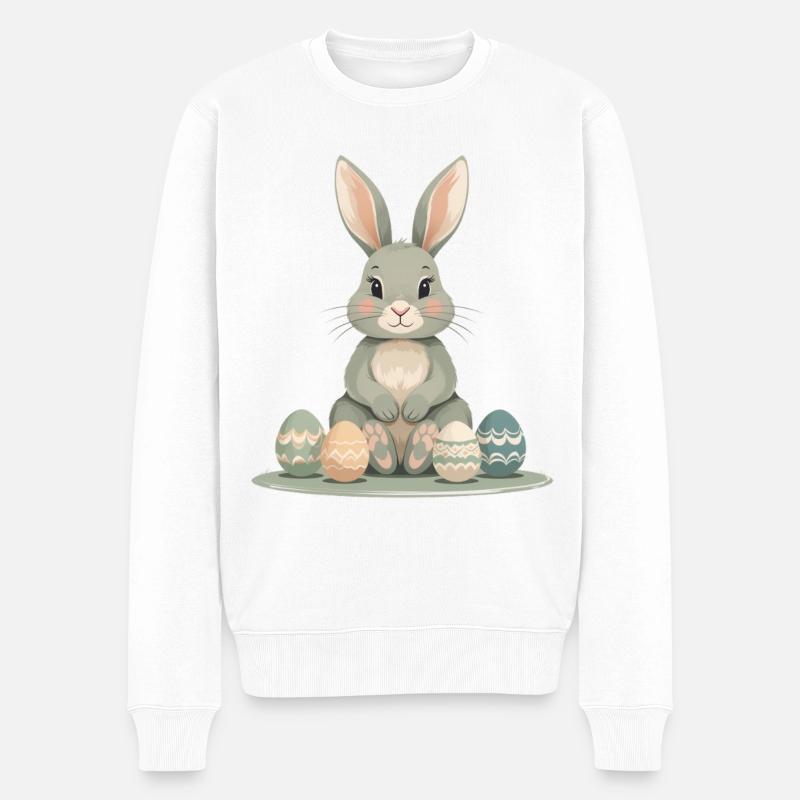 Pastellhase Ostereier - Männer Premium Bio Pullover - Weiß