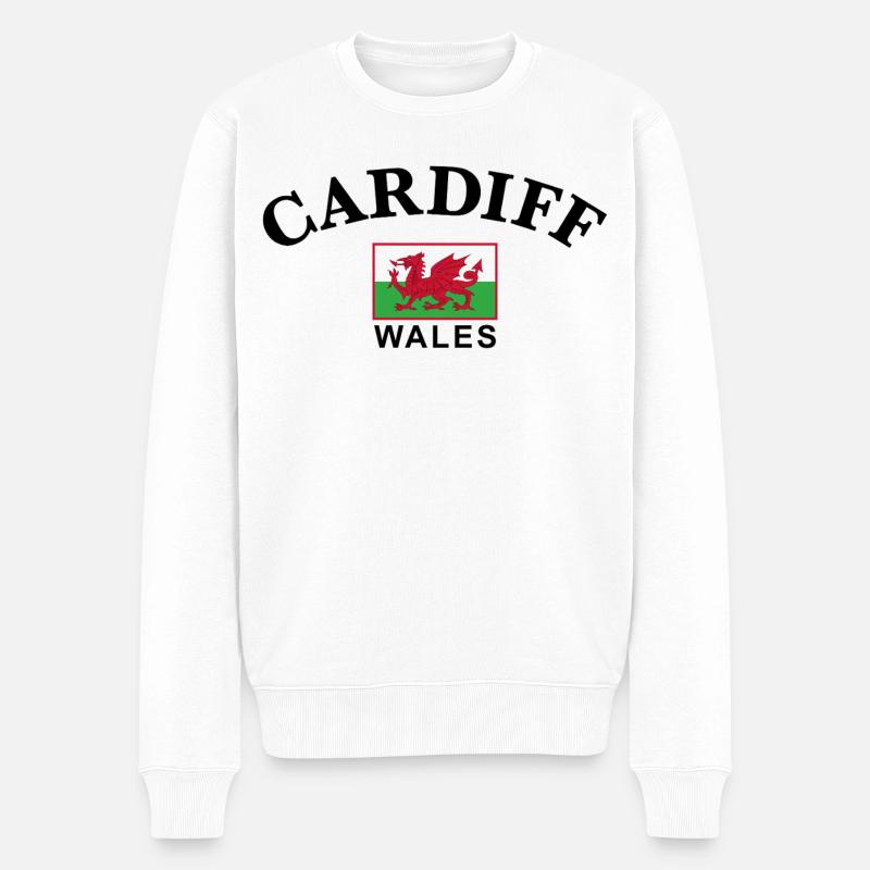 Cardiff, Wales - Männer Premium Bio Pullover - Weiß