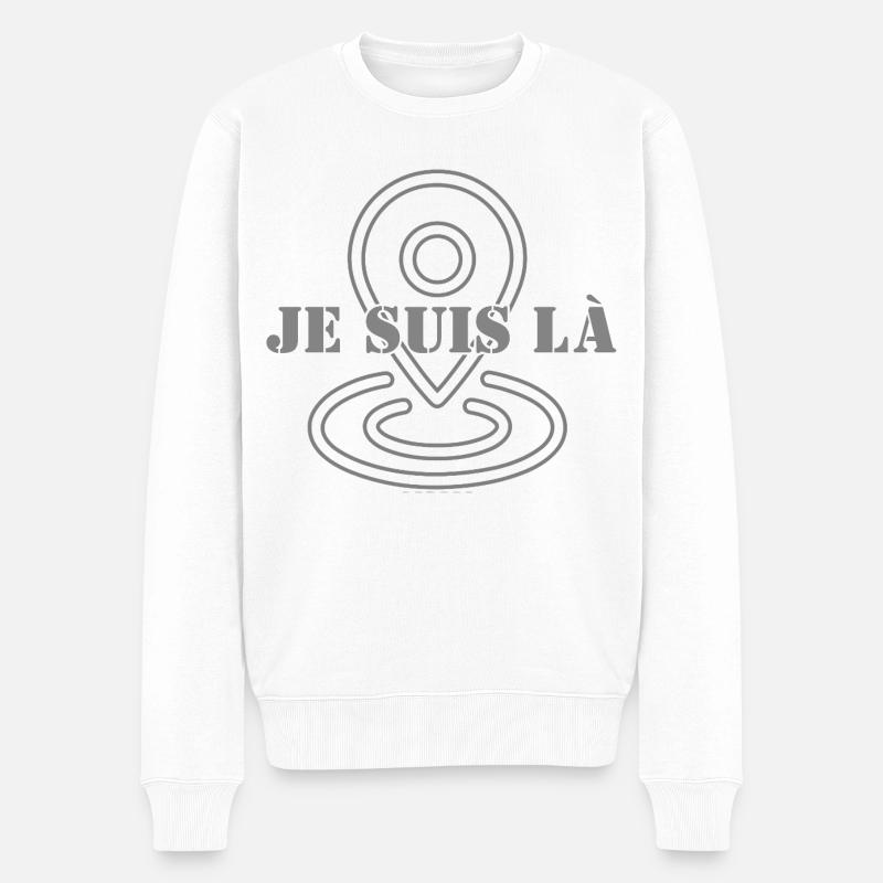 ICH BIN HIER. - Männer Premium Bio Pullover - Weiß