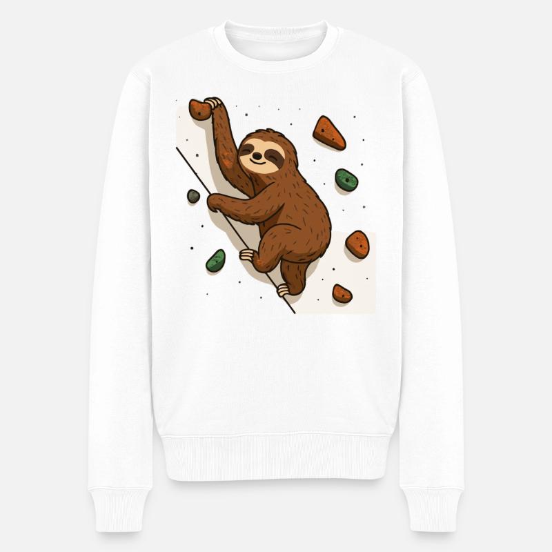 Boulder-Faultier für Kletterfans - Männer Premium Bio Pullover - Weiß