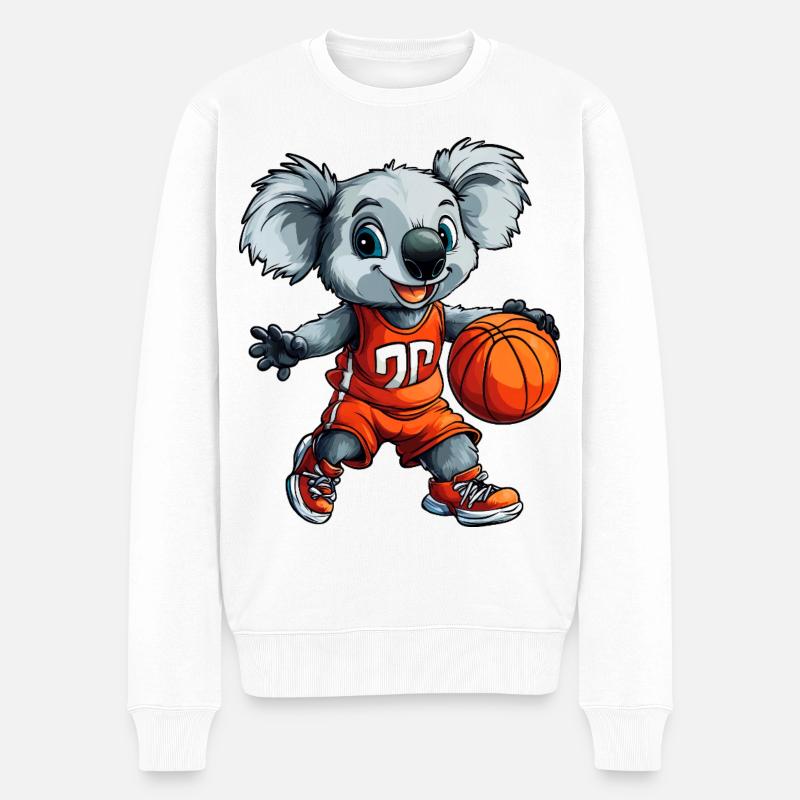 Basketball Koala / Hooper - Männer Premium Bio Pullover - Weiß