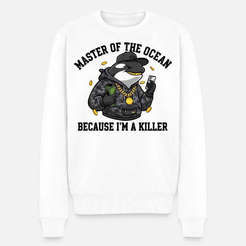 Master of the Ocean Orca Spruch - Männer Premium Bio Pullover - Weiß