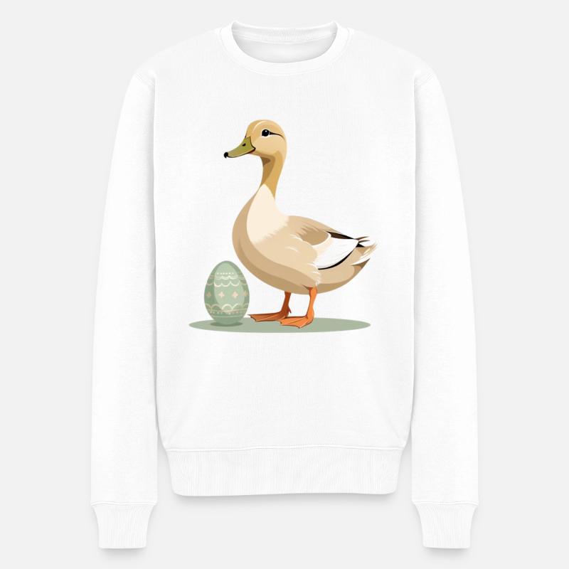 Spring duck with Easter egg - Men's Premium Organic Jumper - white