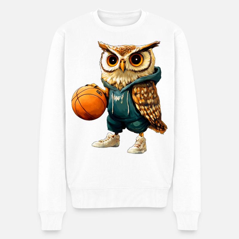 Basketball Eulen - Männer Premium Bio Pullover - Weiß