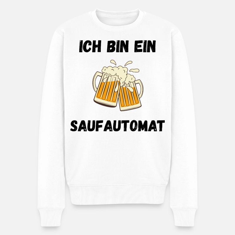 Ich bin ein Saufautomat - Männer Premium Bio Pullover - Weiß