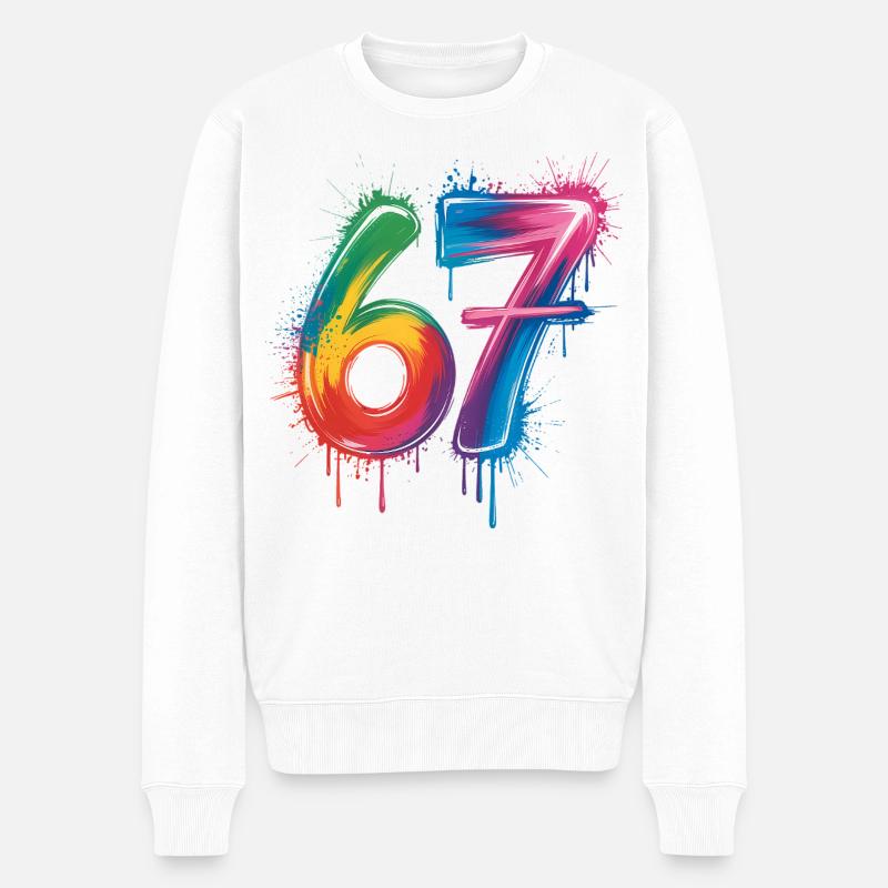 Sechs-Sieben-Farb-Spritzer - Männer Premium Bio Pullover - Weiß