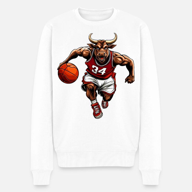 Basketball Stier - Männer Premium Bio Pullover - Weiß