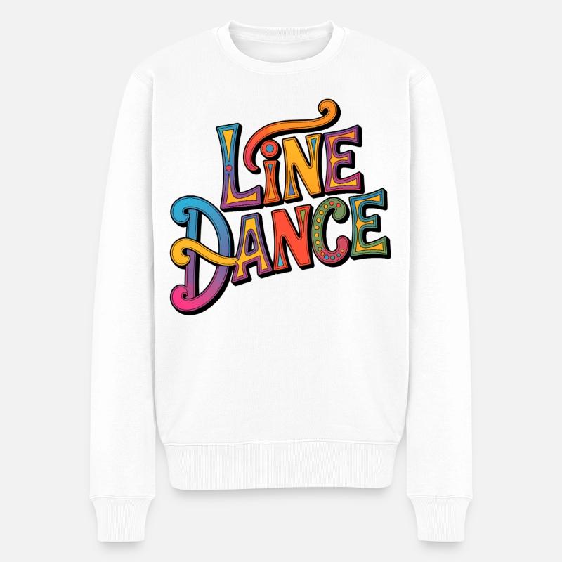 Line Dance Western Schriftzug - Männer Premium Bio Pullover - Weiß