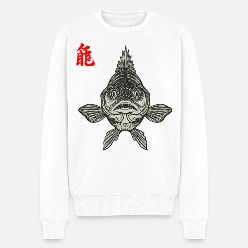 Zander Asiatisch - Männer Premium Bio Pullover - Weiß