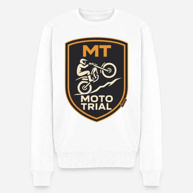 MT Motocross Moto Trial Schild - Männer Premium Bio Pullover - Weiß
