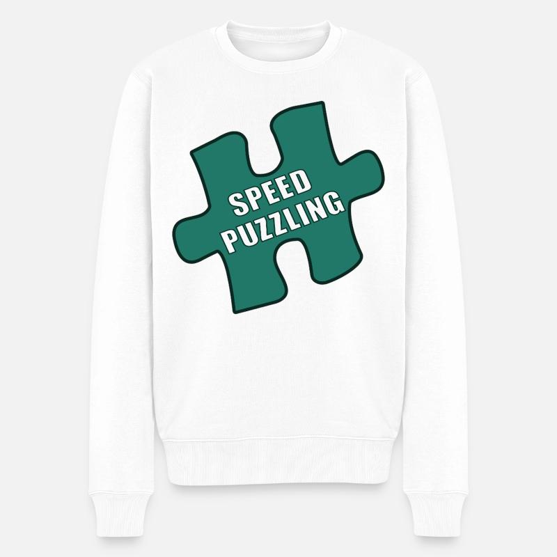 Speed Puzzling - Männer Premium Bio Pullover - Weiß