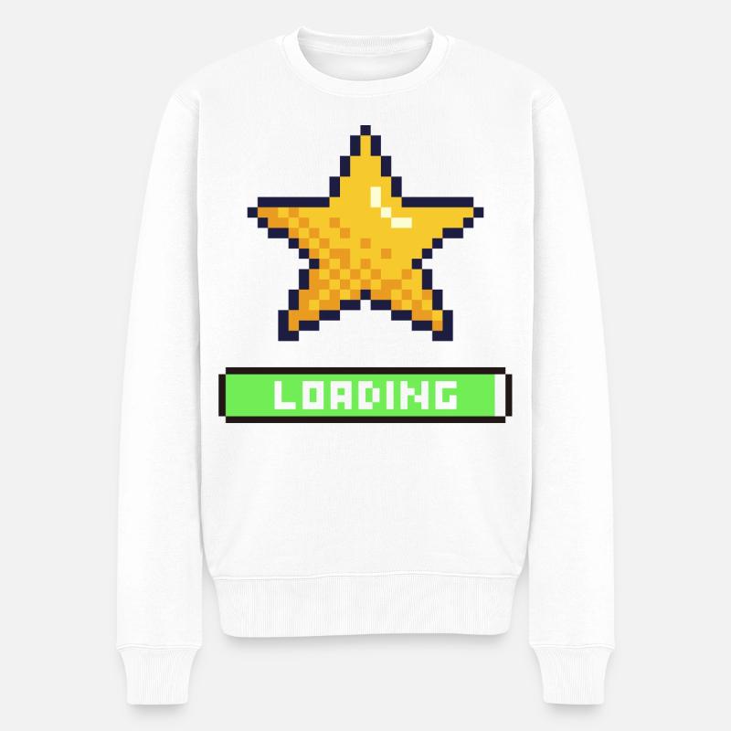 loading pixel étoile - Pull Premium bio Homme - blanc