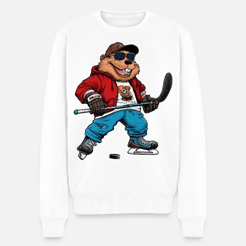 Biber Eishockey - Männer Premium Bio Pullover - Weiß