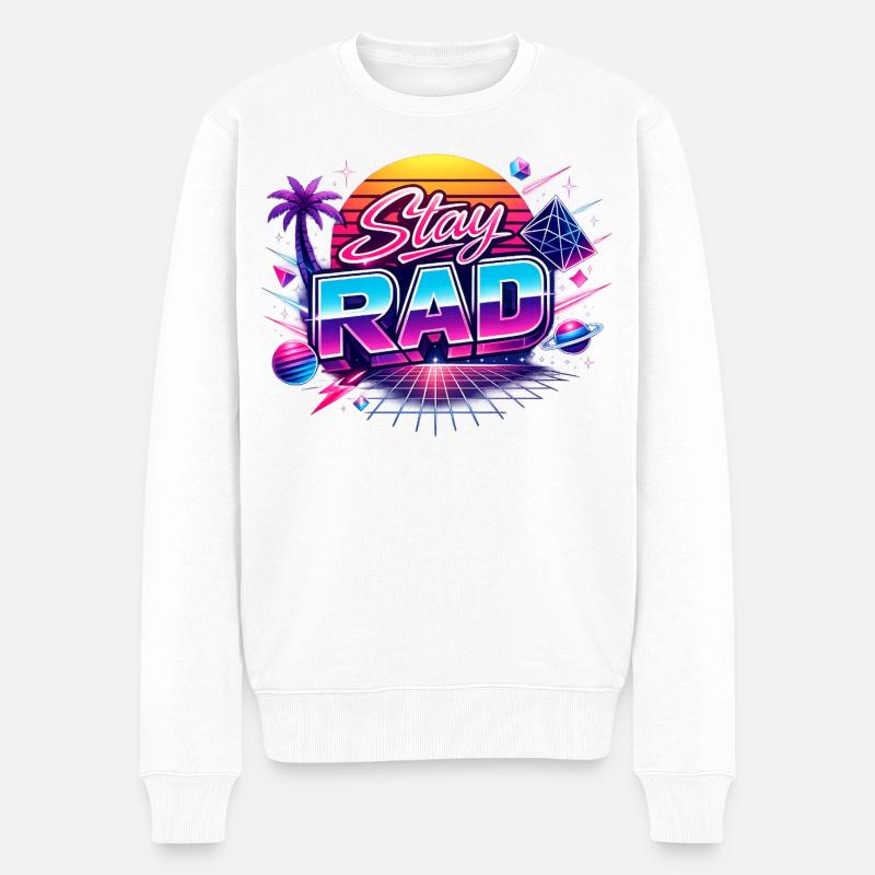 Restez RAD Neon Rétro - Pull Premium bio Homme - blanc