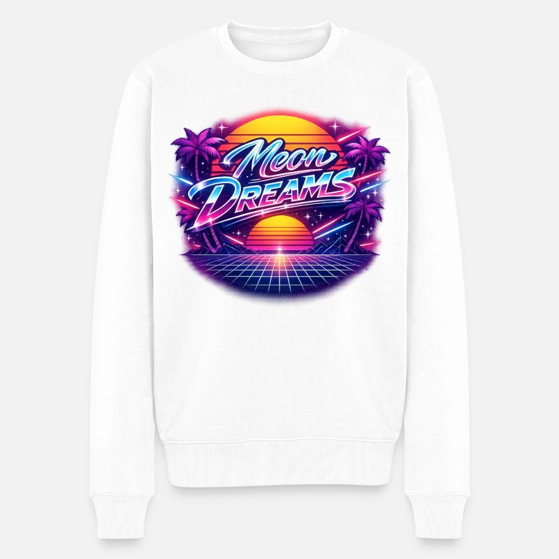 Moon Dreams Neon Retro Sunset - Männer Premium Bio Pullover - Weiß