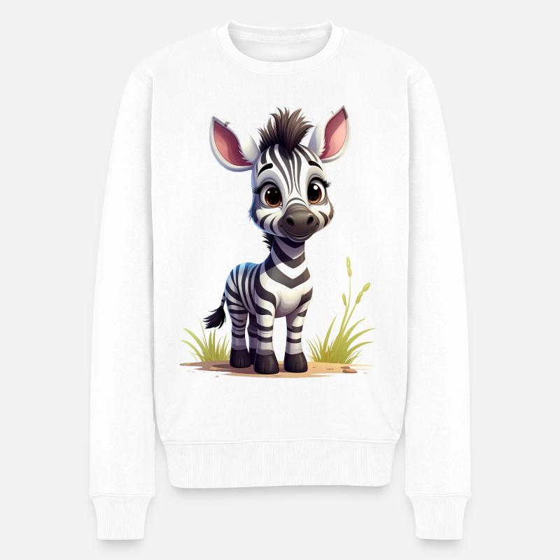Niedliches Zebra - Männer Premium Bio Pullover - Weiß
