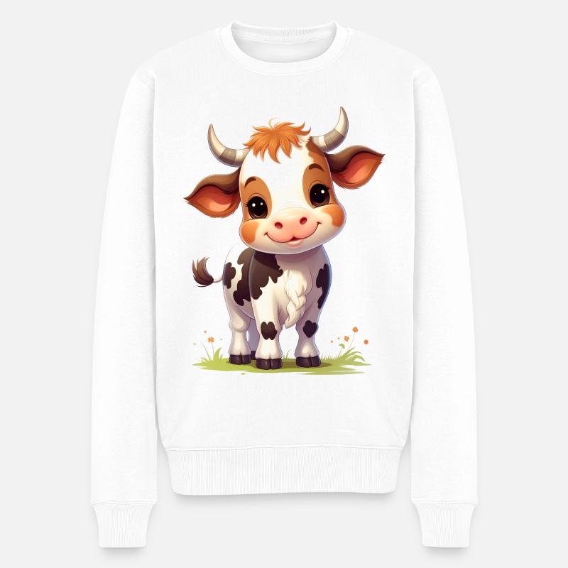 vache mignonne - Pull Premium bio Homme - blanc
