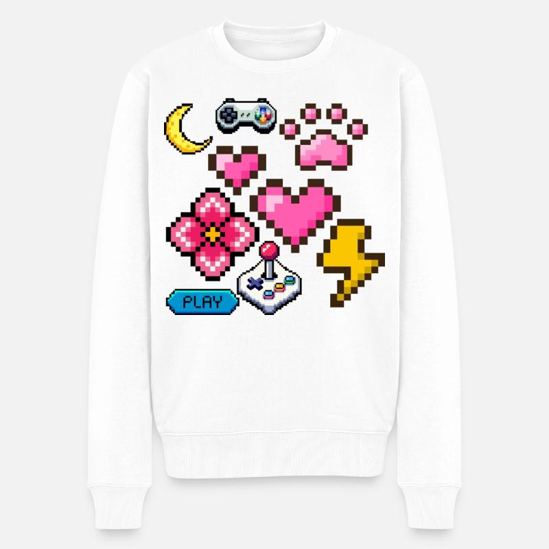 Pixel Game - Männer Premium Bio Pullover - Weiß