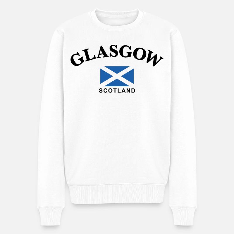 Glasgow, Schottland - Männer Premium Bio Pullover - Weiß