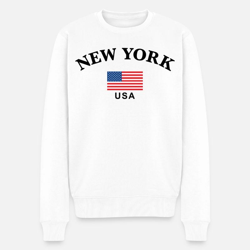 New York, USA - Männer Premium Bio Pullover - Weiß