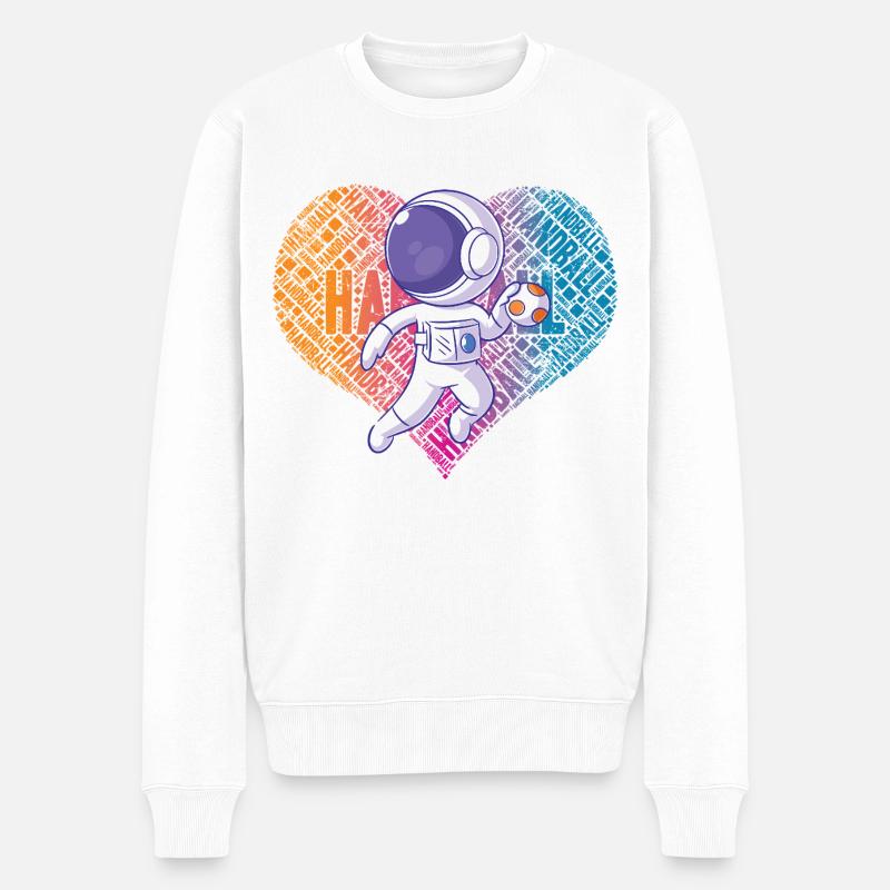 Handball Astronaut Herz - Männer Premium Bio Pullover - Weiß
