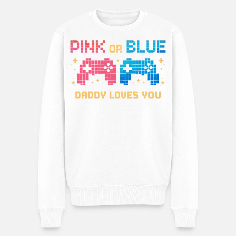 Contrôleur de pixels rose ou bleu - Pull Premium bio Homme - blanc