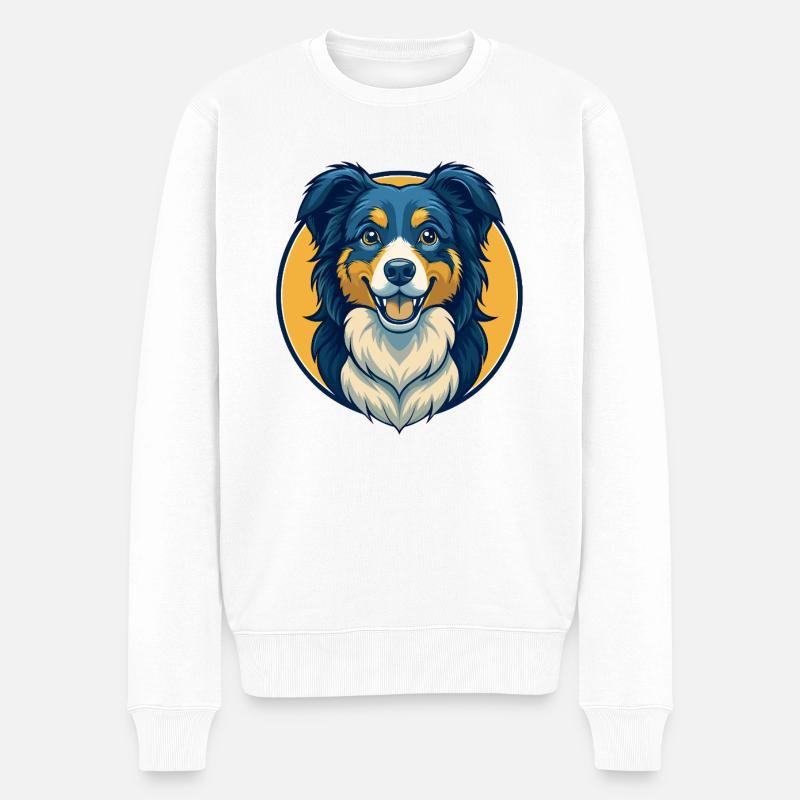 Australischer Schäferhund Kawaii Cartoon-Clipart - Männer Premium Bio Pullover - Weiß