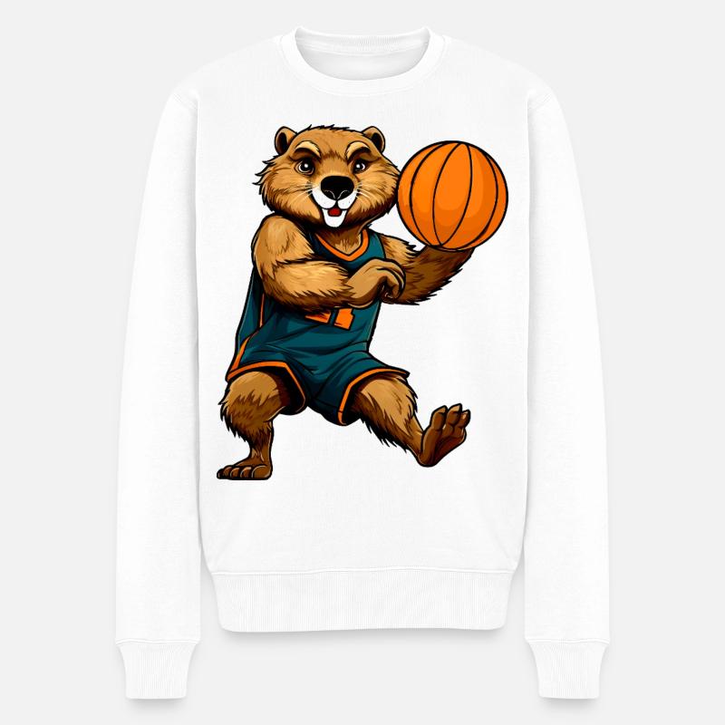 Basketballer Biber - Männer Premium Bio Pullover - Weiß