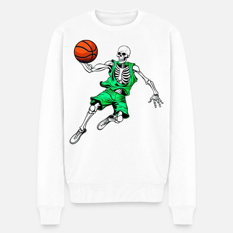 Skelette Basketball / Hooper Skull - Männer Premium Bio Pullover - Weiß
