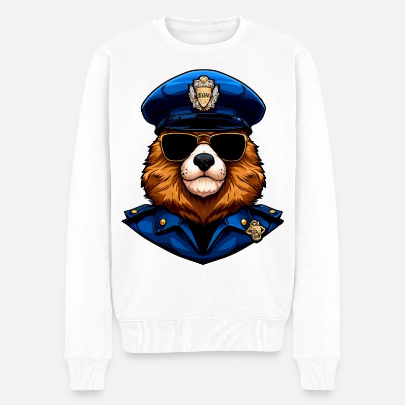 Murmeltiere Polizei - Männer Premium Bio Pullover - Weiß