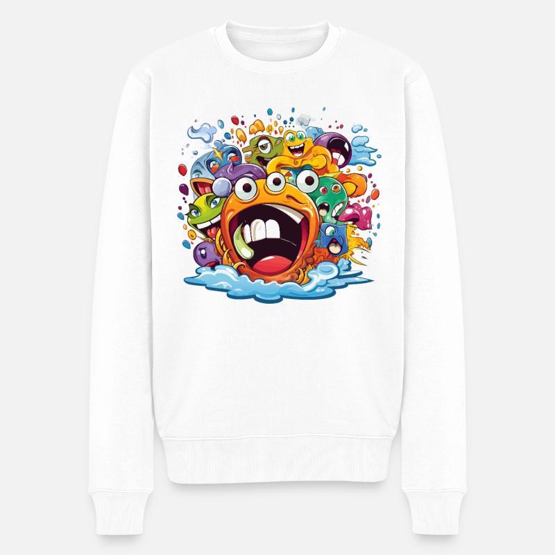 Kunterbunte Monsterbande Splash - Männer Premium Bio Pullover - Weiß