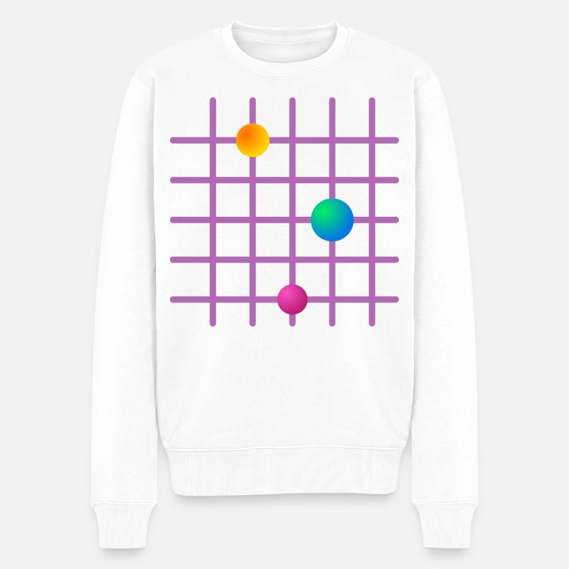 Farbiges Kugelraster im Grid-Design - Männer Premium Bio Pullover - Weiß