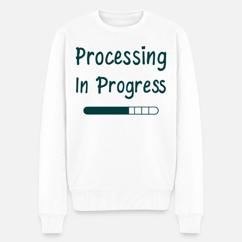 Processing In Progress Ladebalken Statement - Männer Premium Bio Pullover - Weiß