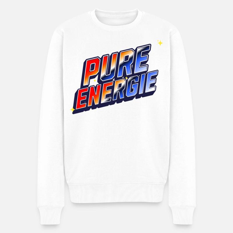 Pure Energie Retro - Energie, Power und Motivation - Männer Premium Bio Pullover - Weiß