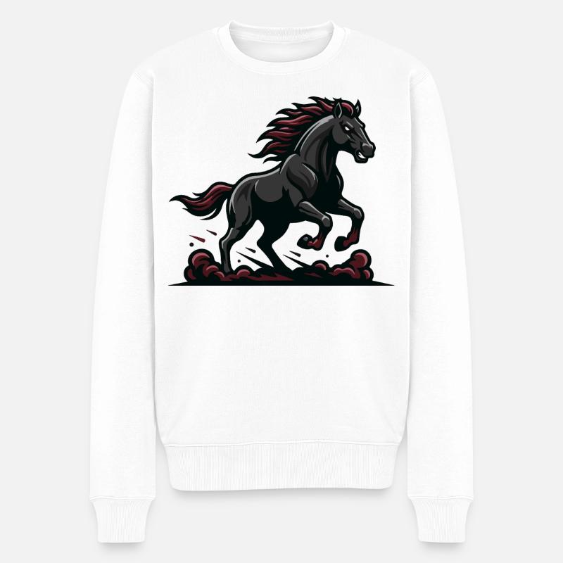 Mitternachtsgalopp Schwarze Pferde-Truppe - Männer Premium Bio Pullover - Weiß